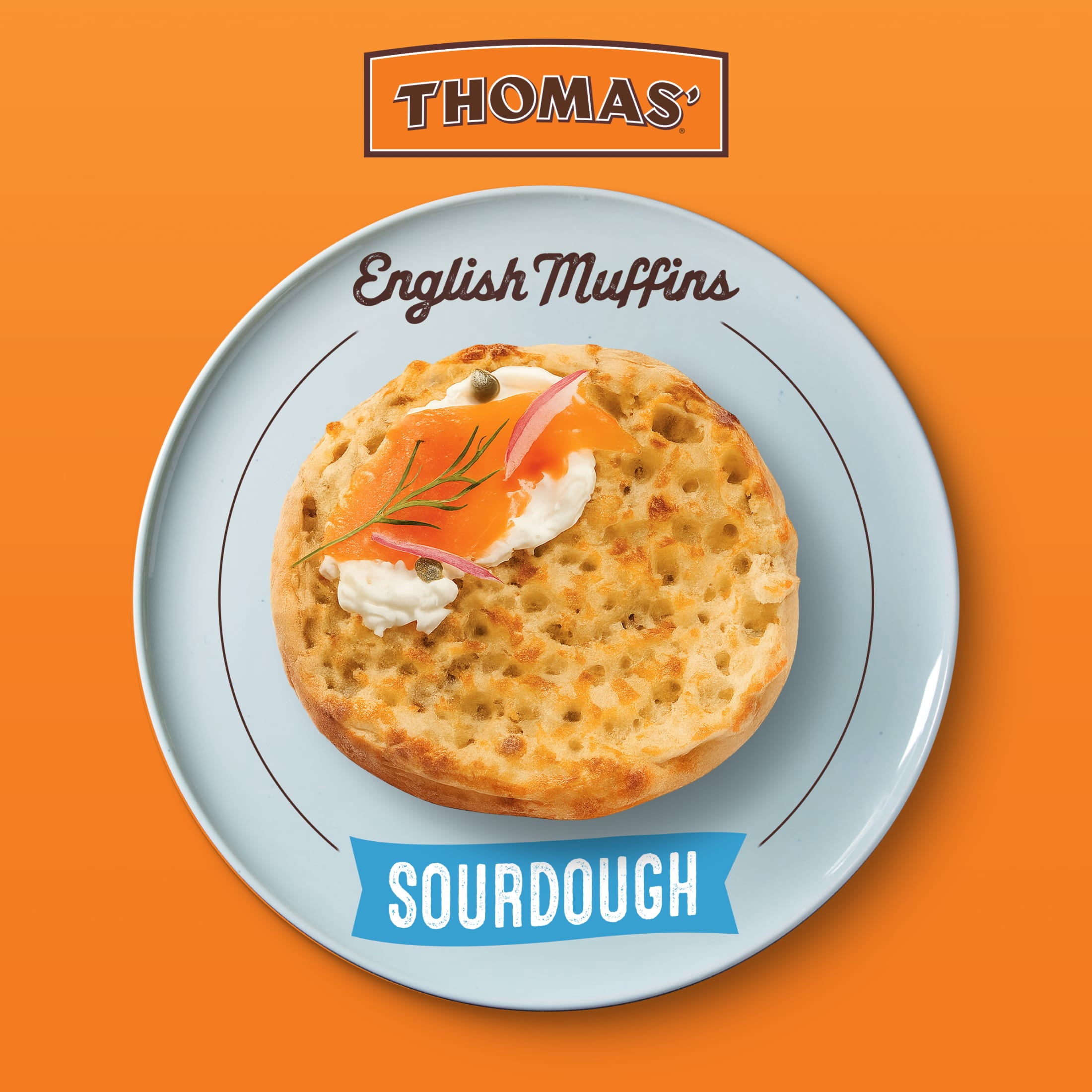 Thomas' Sourdough English Muffins, 6 count, Plain English Muffins, 12 oz Tray