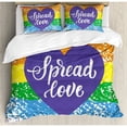 thumbnail image 3 of Pride Twin Size Duvet Cover Set, Spread Love Inspirational Hand Writing Heart Gay LGBT Parade Slogan Grungy Vibrant, Decorative 2 Piece Bedding Set with 1 Pillow Sham, Multicolor, by Ambesonne, 3 of 3