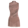thumbnail image 3 of Xnihocha Women's Figure Skating Dress Sparkly Backless Lyrical Ballet Dance Dress for Competition Coffee XL, 3 of 5