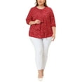 thumbnail image 2 of Agnes Orinda Women's Plus Size St. Patrick's Day Tops Work Round Neck Ruffle Chiffon Blouse Office Top 2X Red White, 2 of 7