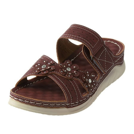 

nsendm Women s Sandals under 20 Fashion Summer Women Sandals Wedge Heel Platform Cross Strap Sandal Womens Slippers Sandal Wine 8