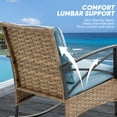 thumbnail image 6 of Seizeen Outdoor Rocking Chair Set of 2, Balcony Furniture Patio Bistro Set with Table for Living Room, Bedroom, 3pcs Rattan Wicker Conversation Set with Steel Table, Blue Cushions and Pillows, 6 of 10