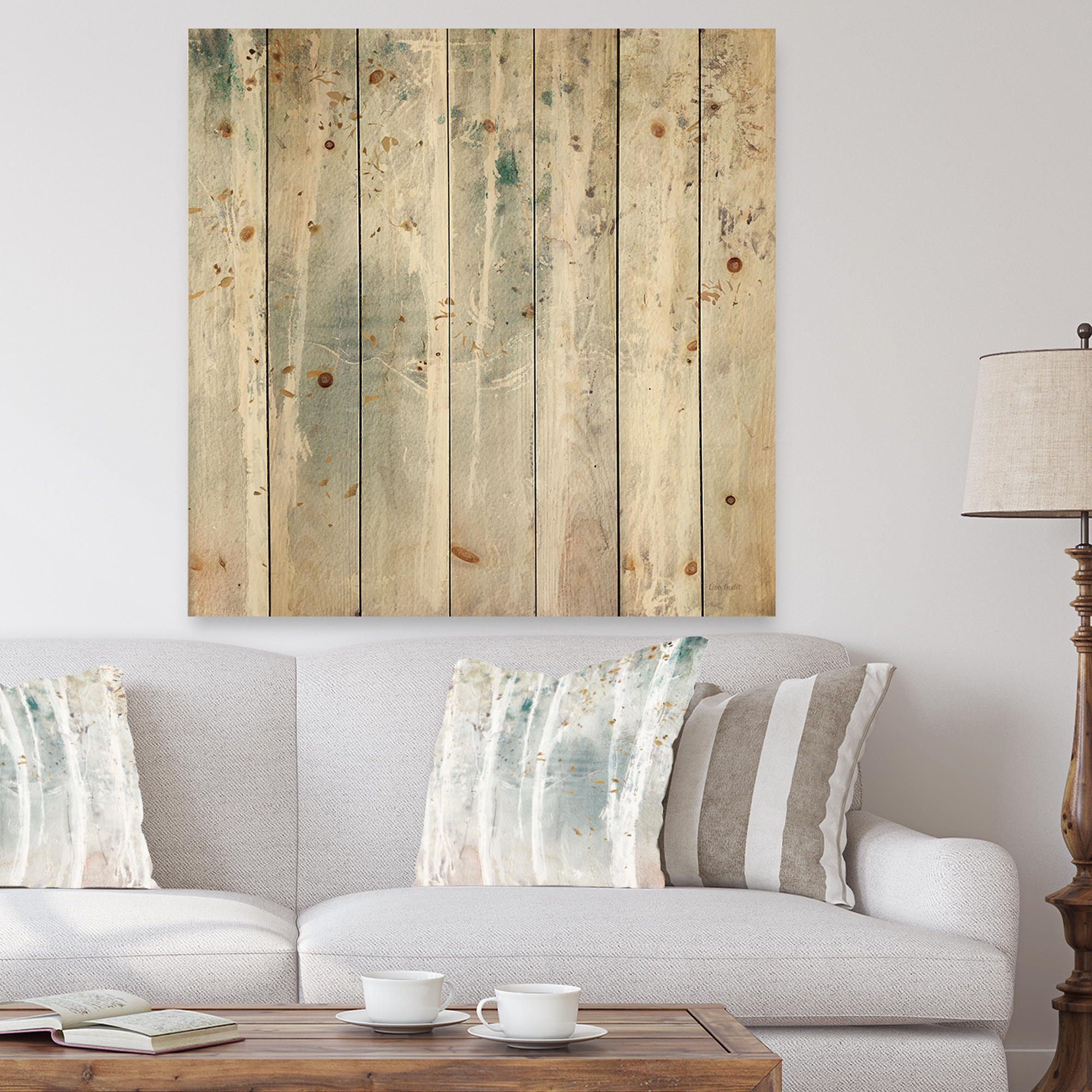 Designart 'Abstract A Woodland Walk into the Forest VI' Modern Farmhouse Print on Natural Pine Wood