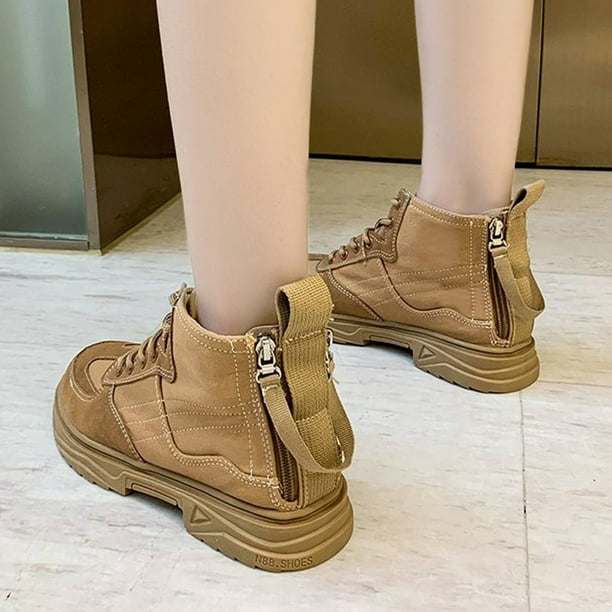 jovati New Fashion British Style Lace Up Solid Color Short Boots Net Red Student Shoes