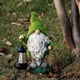 thumbnail image 4 of 13 pulgadas / 33 cm Gnomo divertido Estatua de jardín al aire libre Adornos flocados, Estatuilla de jardín de resina impermeable con luces solares para decoración de patio al aire libre, 4 of 5
