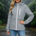 thumbnail image 6 of vdgthytj Womens Rain Jacket Windproof Drawstring Hooded Jackets Lightweight Waterproof Solid Travel Hiking Outwear with Pockets(Large,Gray), 6 of 7