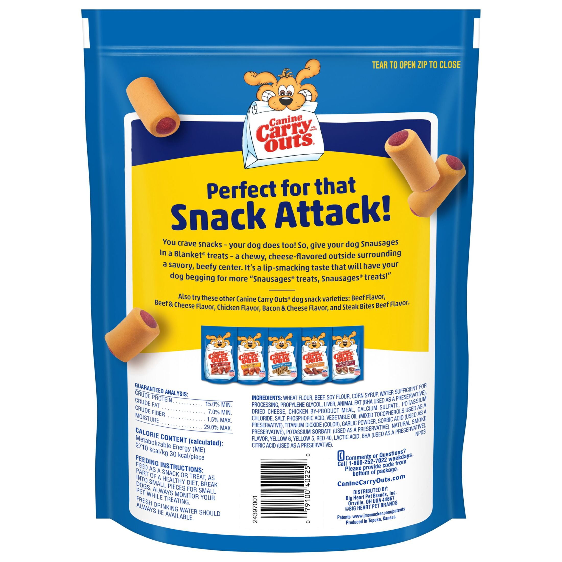 (2 pack) Canine Carry Outs Snausages in a Blanket Chewy Dog Treats, Beef & Cheese Flavor, 22.5 ozs