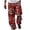 Red, variant on Mens Casual Pants for Men Africa Dashiki Summer Beach Floral Treetop Style Lightweight Trouser Red 3XL