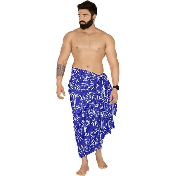 HAPPY BAY Men's Pareo Standard Vacation Sarong Full Beach Wrap One Size Admiral, Floral Summer Vacation Party