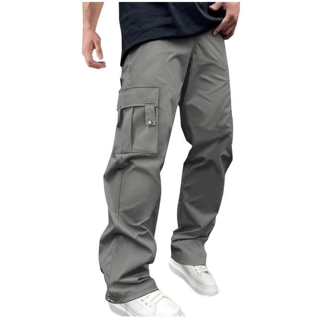 Pantalon de Jogging Homme Pantalon Rétro Oversize à Cordon, Jambe Droite, Pantalon de Travail avec Poche, Pantalon de Jogging, Pantalon Décontracté pour Homme Gris G