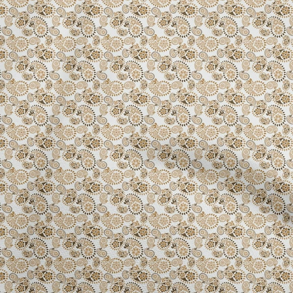 oneOone Cotton Poplin Brown Fabric Asian Paisley Diy Clothing Quilting Fabric Print Fabric By Yard 56 Inch Wide