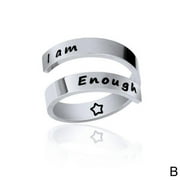 YUEYAN "i Am Enough" Classic Fashion 925 Sterling Silver Ring Jewelry Engraved Rings Spiral Wrap Twist J9U1