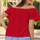 thumbnail image 3 of Camisas de Color Sólido para Mujeres Blusas de Hombro con Mangas Cortas Plisadas, Camisas de Verano Ligeras para Ocasional Y Fiesta, 3 of 7