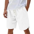 thumbnail image 2 of Favoffer Men's Five Quarter Shorts Solid Color Drawstring Elastic Waist Loose Casual Mid Thigh Short Pants Summer Daily Outdoor Workout Bottom, 2 of 8