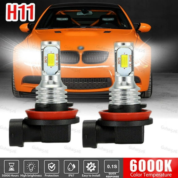 2x H8 LED Angel Eyes Halo Ring Light Bulbs Xenon For BMW E92 80W 6000K White