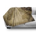 thumbnail image 2 of World Map Soft Flannel Fleece Throw Blanket, Old Chart Cartography Showing Ocean Compass Location Retro Journey, Cozy Plush for Indoor and Outdoor Use, 60" x 80", Sand Brown Olive Green, by Ambesonne, 2 of 5