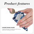 thumbnail image 4 of Leather Change Purse 4.3×3.9in Small Storage Bag Automatic Closure Anti-Stain Easy To Clean, Small And Convenient Indigo Moroccan Trellis Hand-Drawn Sketch_1, 4 of 8