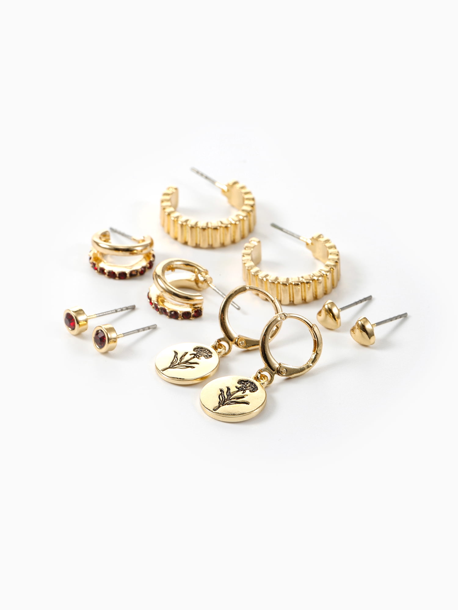 Time and Tru January Carnation Earring Pack Goldtone