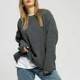 thumbnail image 6 of Jjayotai Oversized Sweaters for Women, Trendy Crewneck Long Sleeve Chunky Knit Pullover Sweater, Loose Casual Versatile Y2k Tops Dark Gray M, 6 of 9