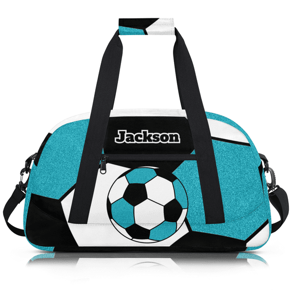 Herdesigns Personalized Soccer Duffel Bag Sport Bag Custom Gym Bag with Name, Dance Bags Weekender Bags Overnight Bags Travel Bag, Sky Blue