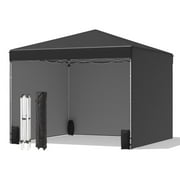 EROMMY 10' x 10' Pop Up Canopy Tent with 3 Sidewall, Portable Shelter Gazebo, Easy Outdoor Sun Shade for Events, Parties and Camping (Black)
