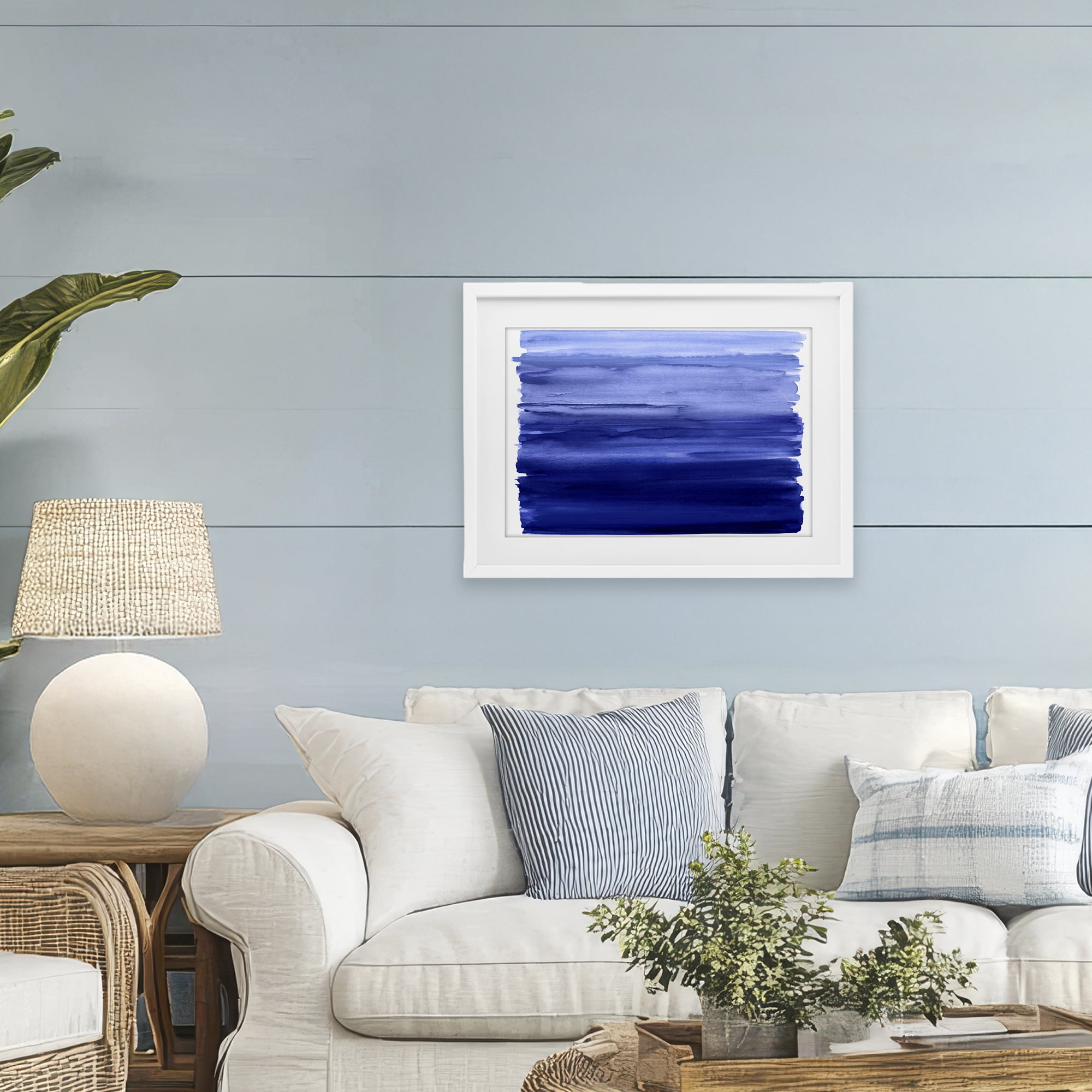 Stupell Industries Oceanic Ombre Blue White Framed Print Under Glass, design by Allie Corbin