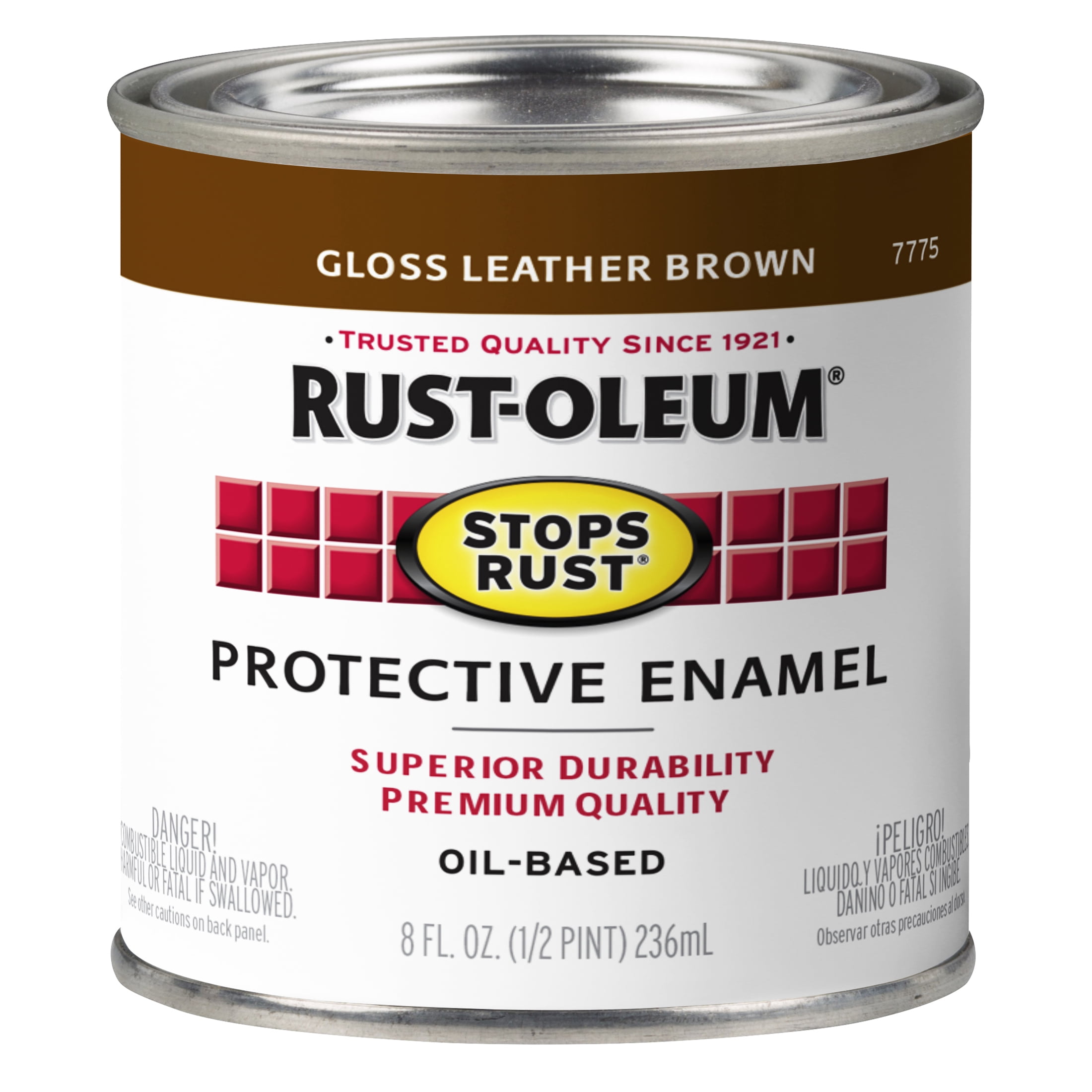 6 Pack, Leather Brown, Rust-Oleum Stops Rust Gloss Protective Enamel- 7775730, 1/2 Pint