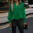 thumbnail image 4 of Lilgiuy Women's Summer V-Neck Printing Irregular Hem Long Sleeve Lapel Shirt for Holiday Vacation Party, 4 of 4