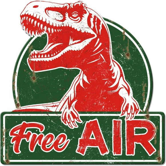 "Free Air" Metal Tin Sign Dinosaur Vintage Tin Sign Retro Gasoline Plaque Poster Metal Wall Decor for Bar Petrol Station Cafeteria Bathroom Dining Hall Kitchen Restaurant