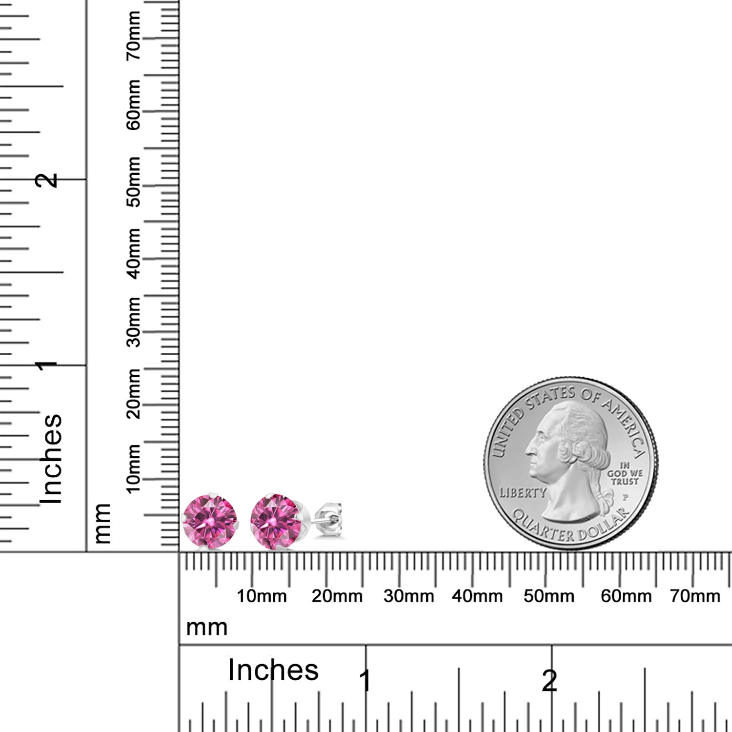Gem Stone King 925 Sterling Silver Stud Earrings for Women Men Pink Round Moissanite (2.40 Cttw)
