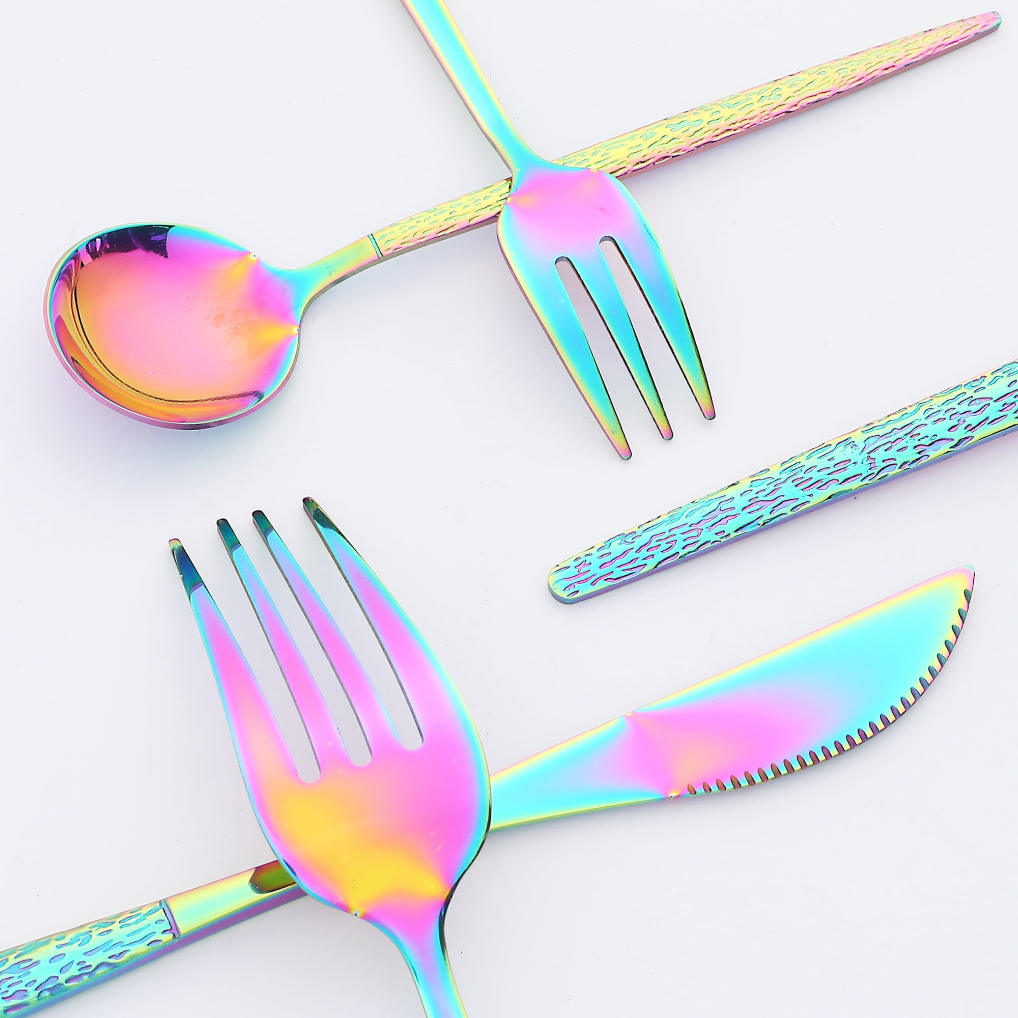 Unique Bargains Stainless Steel Flatware Set Colorful 20 Pcs