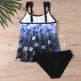 thumbnail image 4 of Qingpeng Plus Size Womens Two Piece Tankini Swimsuit Set Fashion Print Color Block Flowy Ruffle Tops with Triangle Shorts Swimwear, 4 of 6