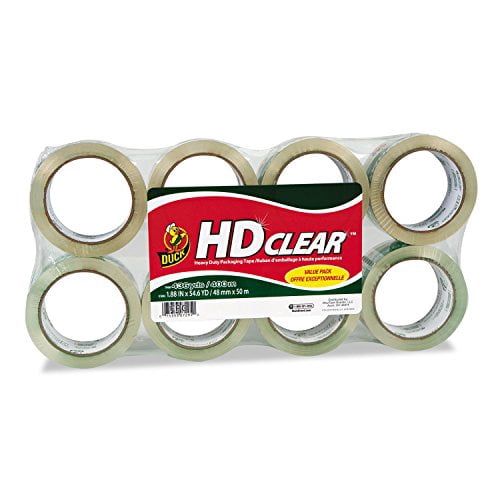 Duck® HD Clear™ Heavy-Duty Packaging Tape, 3" Core, 1 7/8" x 54 5/8 Yards, Clear, Pack Of 8