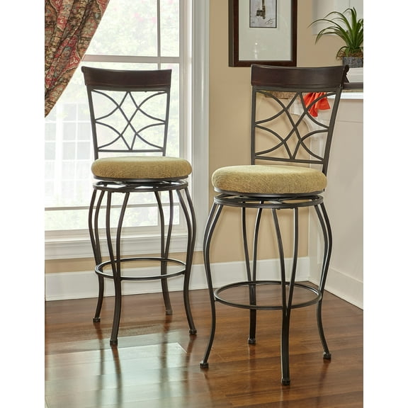 Linon Curves Counter Bar Stool, Metallic Brown, 24 inches Seat Height