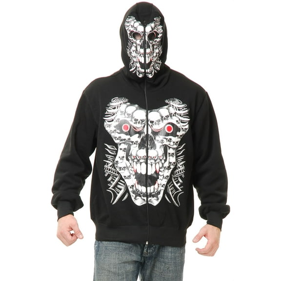 Adult Multi Skull Hoodie Halloween Accessory Extra Large