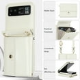thumbnail image 6 of For Motorola Razr 40 PU Leather Case, Stylish Crossbody Strap Wristband Card Slots Magnetic Snap RFID Blocking Drop Protective Rugged Case for Motorola Razr 40, White, 6 of 7