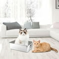Stainless Steel Smooth Litter Pan w/Handle for Cats and Rabbits Metal