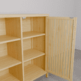 thumbnail image 5 of Yoneston Bamboo Shelf Storage Cabinet with Single Door, Home Office 3-Tier Open Shelves for Entryway, Bathroom, Living Room Natural, 5 of 8