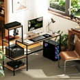 thumbnail image 2 of HOMCOM Computer Desk with Monitor Stand 4-Tier Shelf Home Office Desk Brown, 2 of 8