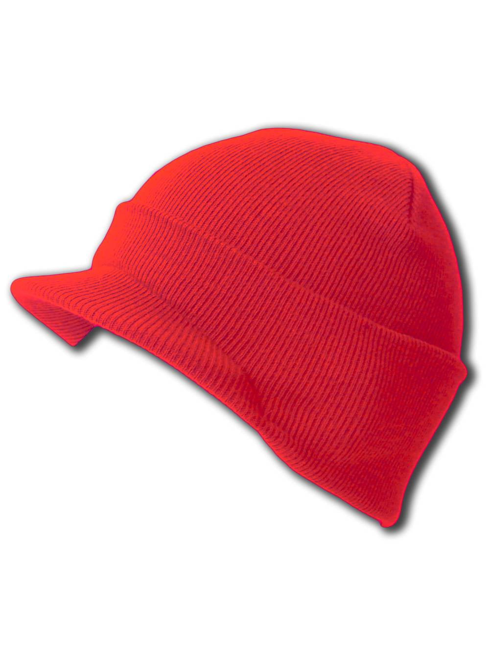 New Red Cuff Winter Beanie Visor, Red 