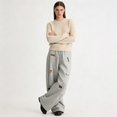 thumbnail image 4 of Soyumi Cargo Pants Women Snow Denim Pants Fleece Lined Lounge Winter Womens Jeans Bootcut Jeans Athletic Thicken Jeans for Women Trendy thermal Corduroy Straight Leg Casual Wide Leg Pants, Gray, 4 of 8