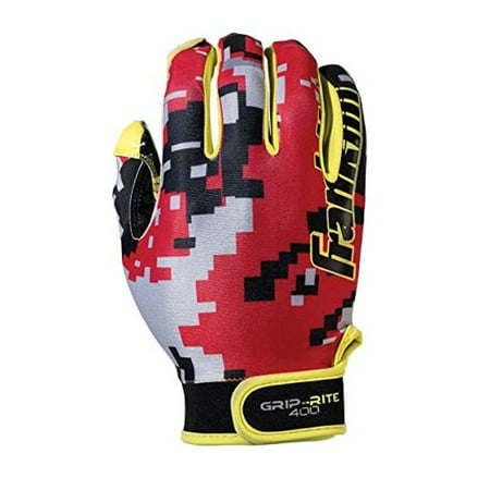 Franklin Sports Youth Grip-Rite 400 Football Receiver Gloves Medium/Large - Red/Yellow