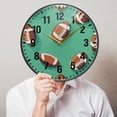 thumbnail image 6 of Yayeee Wall Clock Battery Operated 11.9" Silent Quartz Non-Ticking for Living Room Decor, Green American Footballs, 6 of 8