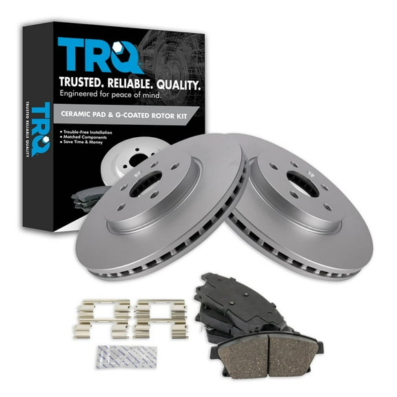 TRQ Front Brake Pad & Rotor Kit Brake Pads Brake Rotor Ceramic Premium G-Coated Fits Select 2013-2017 Buick Encore 2015-2017 Chevrolet Trax