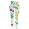 thumbnail image 4 of KHONTS Mardi Gras Printed Leggings for Women Stretchy Colorful Pants Yoga Sport Athletic Tights 06-White XL, 4 of 4