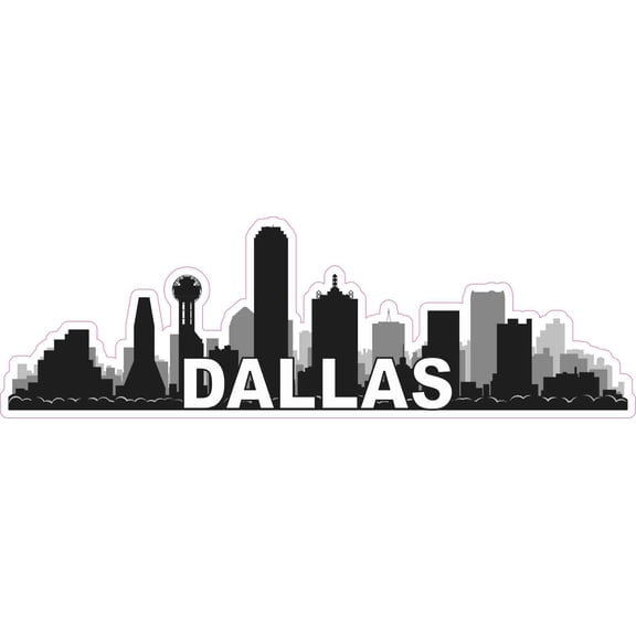 10in x 3.25in Dallas Skyline Sticker Vinyl Vehicle Travel Decal Stickers