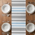thumbnail image 6 of Blue Grey Stripes Table Runner - 108 Inch Long, Kitchen Dining Table Runner Dresser Scarves, Simple Striped Lines Minimalist Modern Farmhouse Decor for Coffee Tables Wedding Party Banquet, 6 of 8
