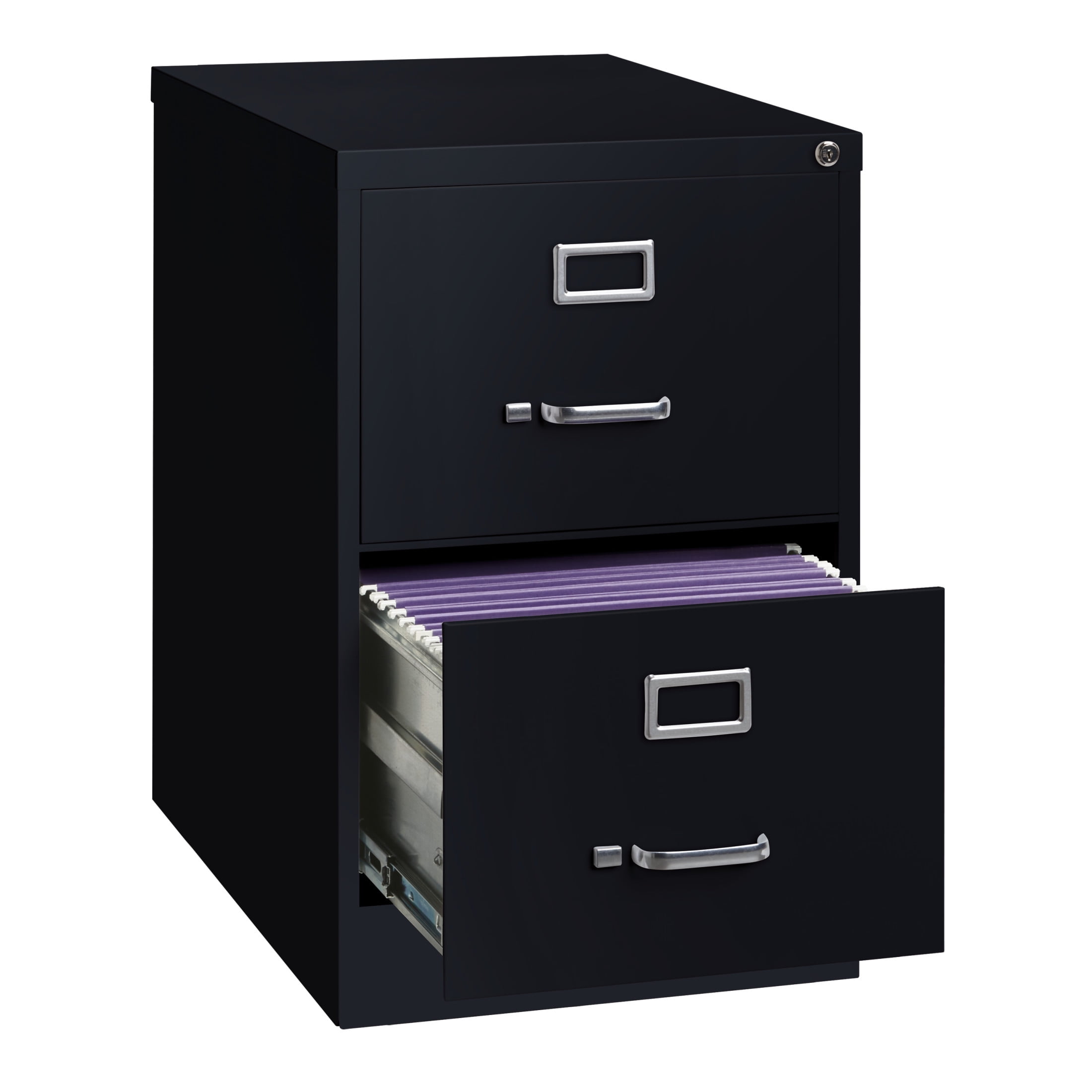 Hirsh 2 Drawer Legal Locking Metal Vertical File Cabinet, 25" Deep, Black