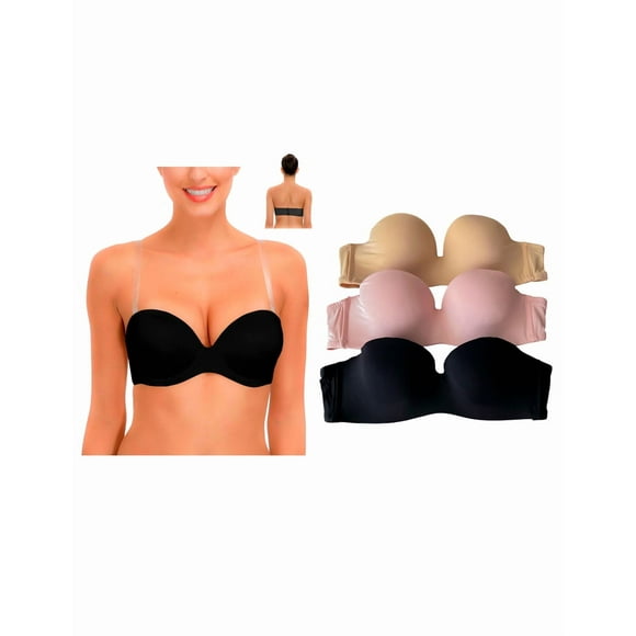 Paquete De 3 Brasier Strapless Con Tirantes Transparentes
