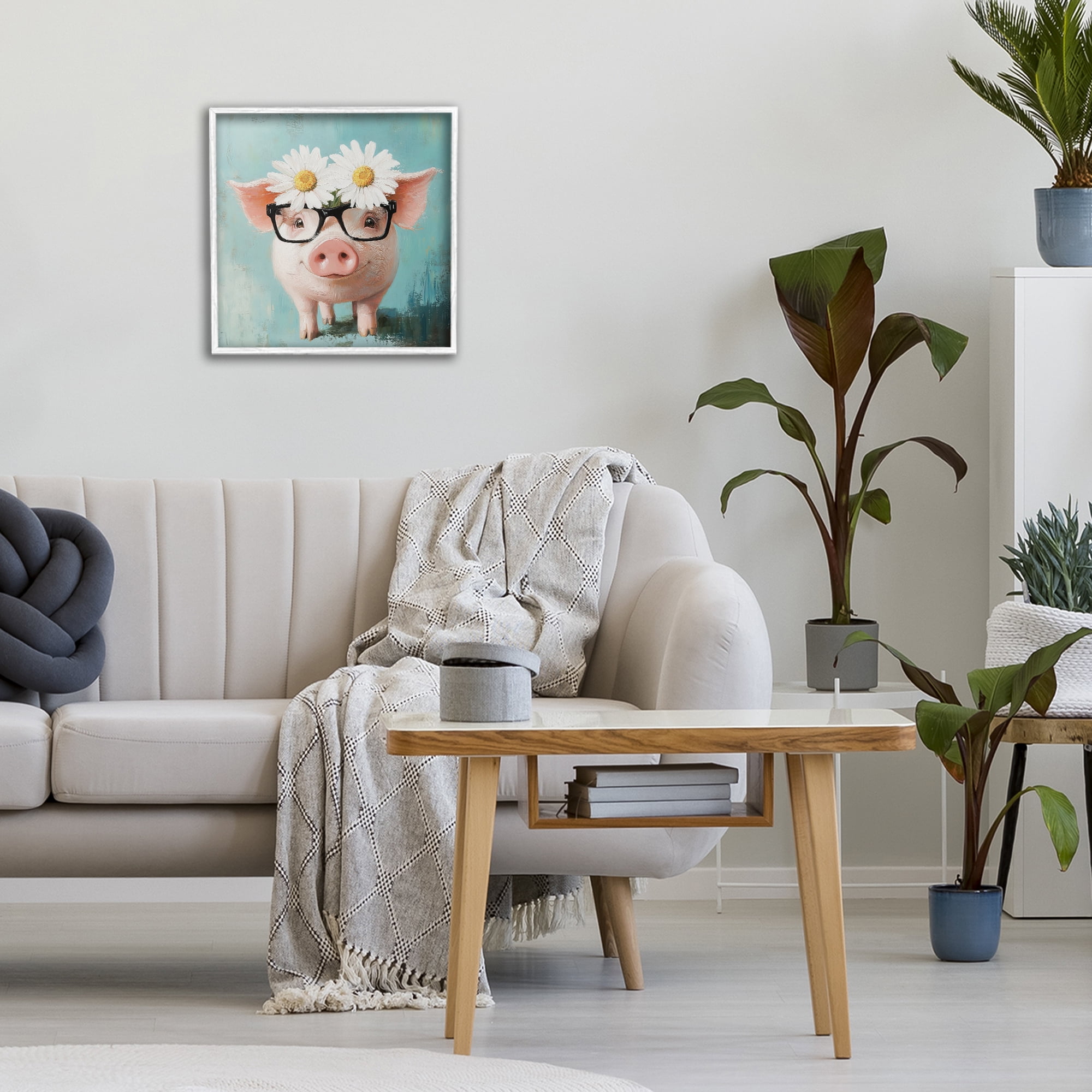 Stupell Industries Nerdy Natalie Piglet White Framed Giclee Art, design by Tina LeCour